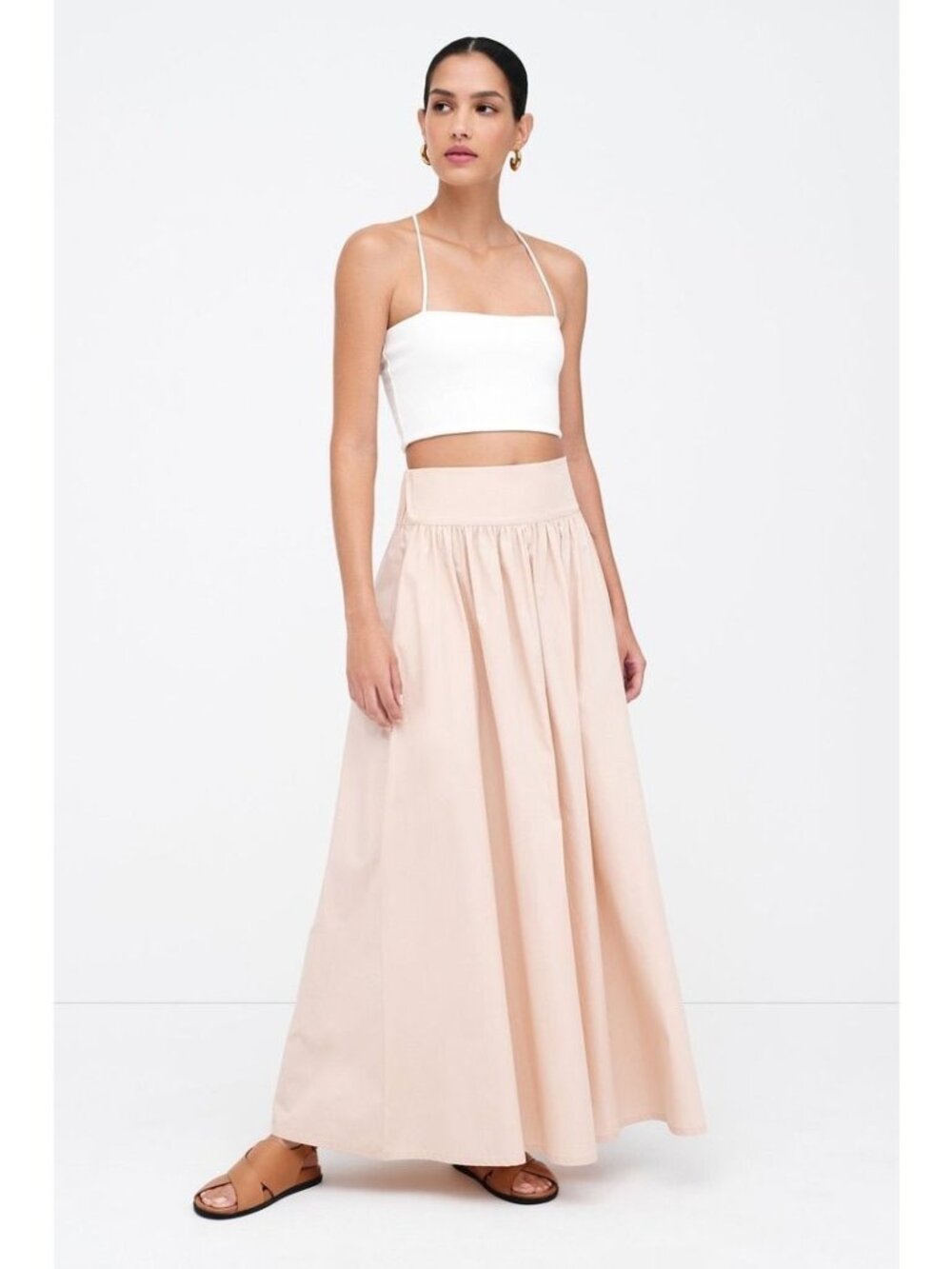 Marcella women's XS light beige Raven Skirt Poplin cotton maxi skirt cottagecore